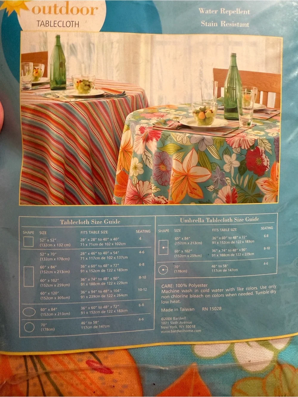 Indoor Outdoor Tropical Tablecloth with Umbrella Zipper 60” x 102”